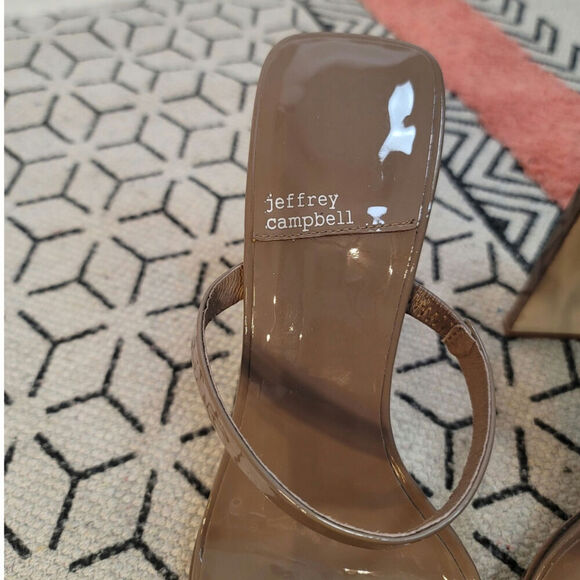 Jeffrey Campbell Hustler Platform Sandal in Taupe Patent, sz 10 - Picture 6 of 14